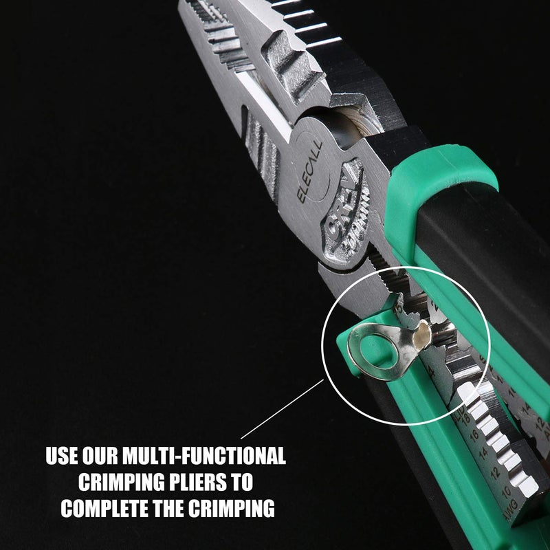ELECALL 420pcs Non-Insulated Ring Terminals & Fork Connector Kit 22-16/16-14/12-10 Gauge Wire Lugs Battery Cable Terminals Wire Crimp Connectors High Temperature T2 Pure Non-Insulated Copper Connector - Image 2